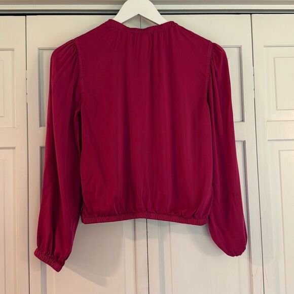 Anthropologie Cloth & Stone pink cropped satin blouse xs - Picture 11 of 11